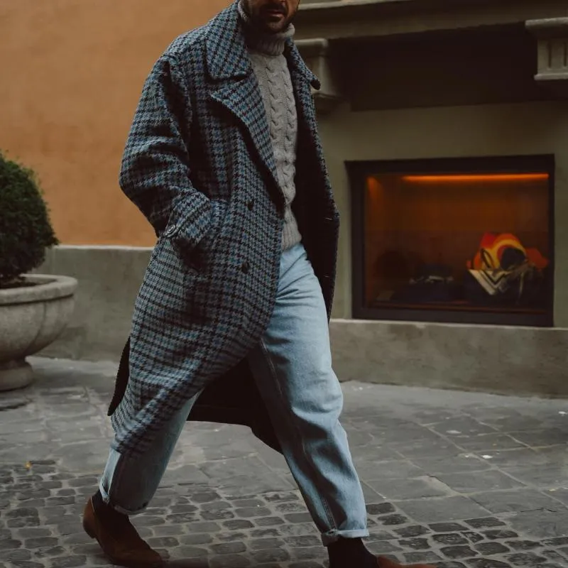 Men's Classic Vintage Double Breasted Below-the-Knee Houndstooth Coat 54341963K sold by Manly product image thumbnail 2