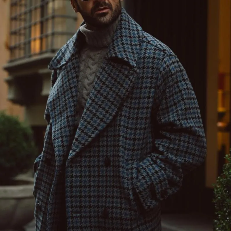 Men's Classic Vintage Double Breasted Below-the-Knee Houndstooth Coat 54341963K sold by Manly product image thumbnail 5