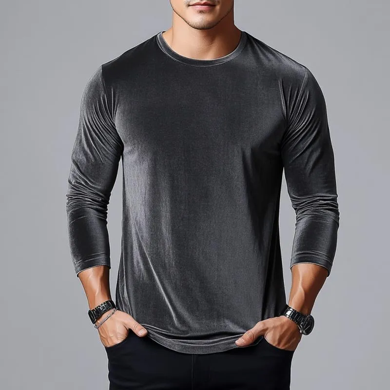 Men's Classic Casual Slim Fit Velvet Long Sleeve T-Shirt 68268916K sold by Manly product image thumbnail 2