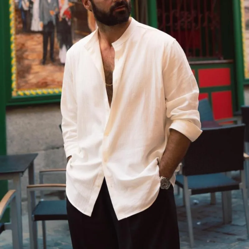 Men's Classic Casual Linen Long Sleeve Shirt 38166589K sold by Manly product image thumbnail 2