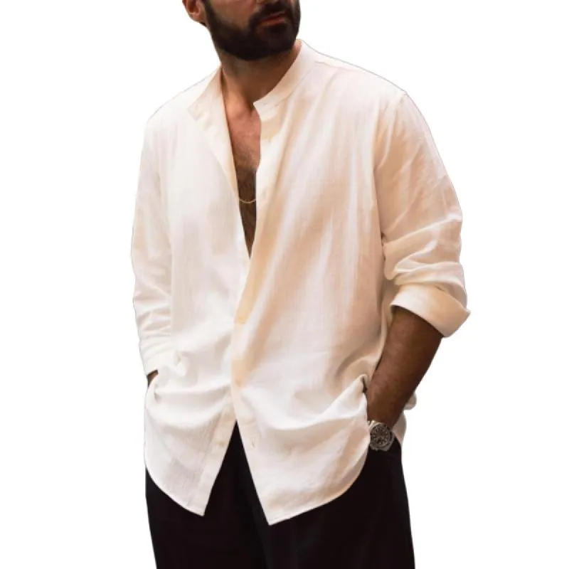 Men's Classic Casual Linen Long Sleeve Shirt 38166589K sold by Manly