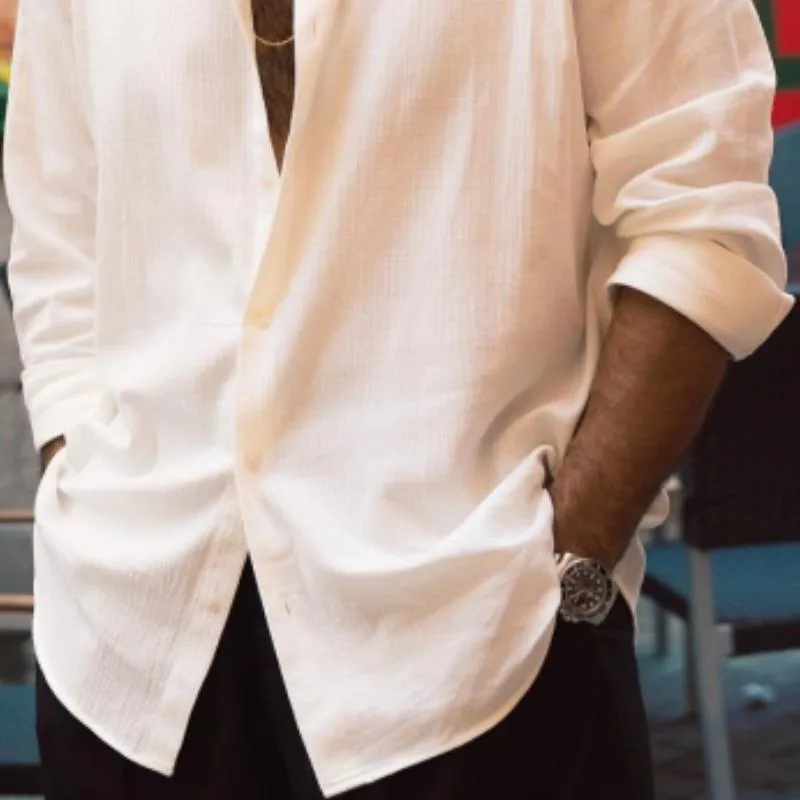 Men's Classic Casual Linen Long Sleeve Shirt 38166589K sold by Manly product image thumbnail 4