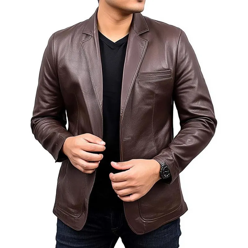 Men's Vintage Solid Leather Blazer 33548298X sold by Manly