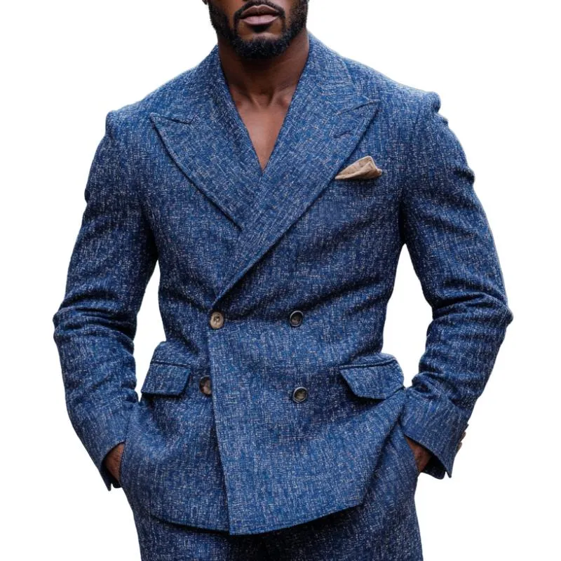 Men's Fashionable Peaked Lapel Double-breasted Blazer 02660930F sold by Manly