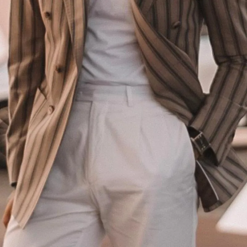 Men's Classic Casual Vertical Striped Double-breasted Slim-fit Blazer 87101163K sold by Manly product image thumbnail 4