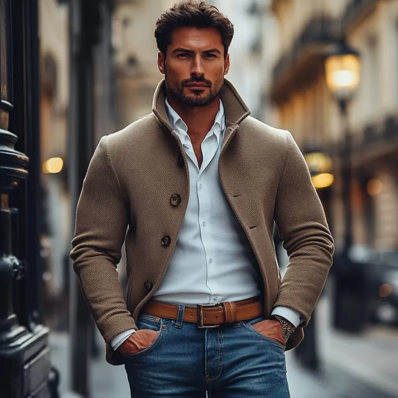 Men's Vintage Twill Lapel Single Breasted Short Coat 97964810M sold by Manly product image thumbnail 3