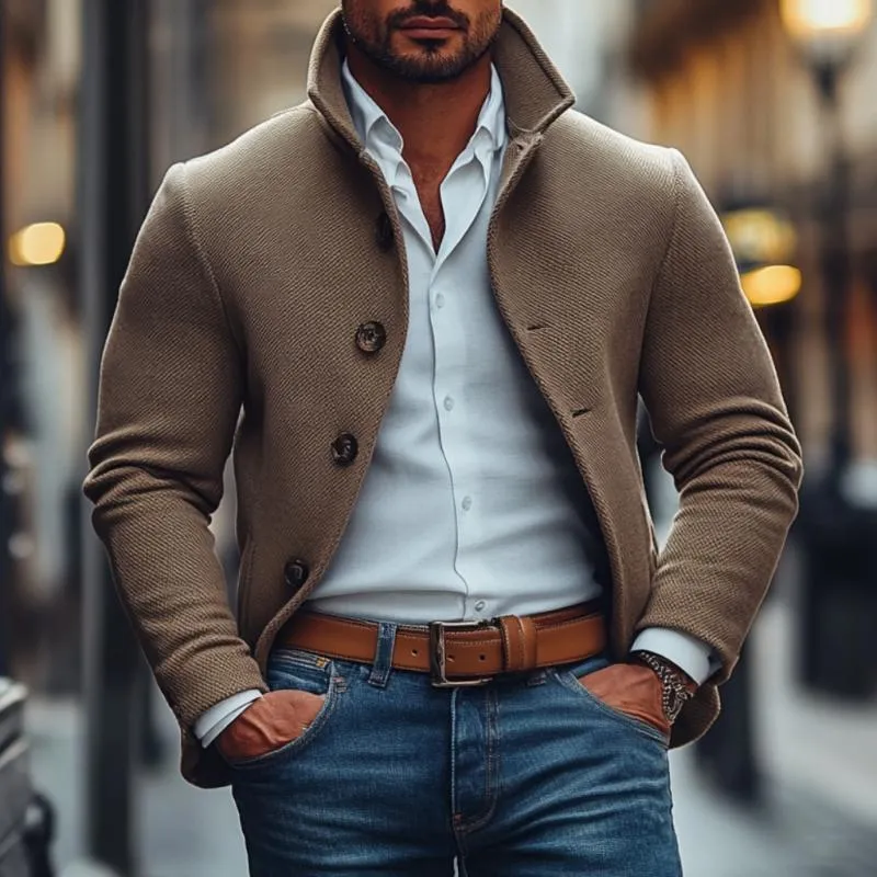 Men's Vintage Twill Lapel Single Breasted Short Coat 97964810M sold by Manly product image thumbnail 2