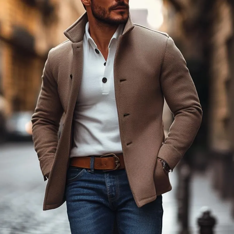 Men's Vintage Twill Lapel Single Breasted Short Coat 10247112M sold by Manly product image thumbnail 2