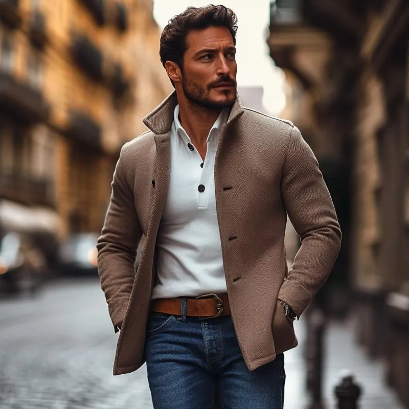 Men's Vintage Twill Lapel Single Breasted Short Coat 10247112M sold by Manly product image thumbnail 4