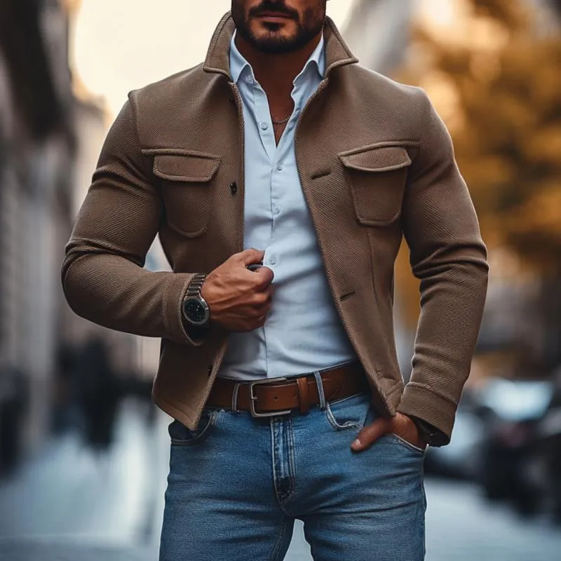 Men's Vintage Twill Lapel Single Breasted Slim Jacket 94838504M sold by Manly product image thumbnail 2