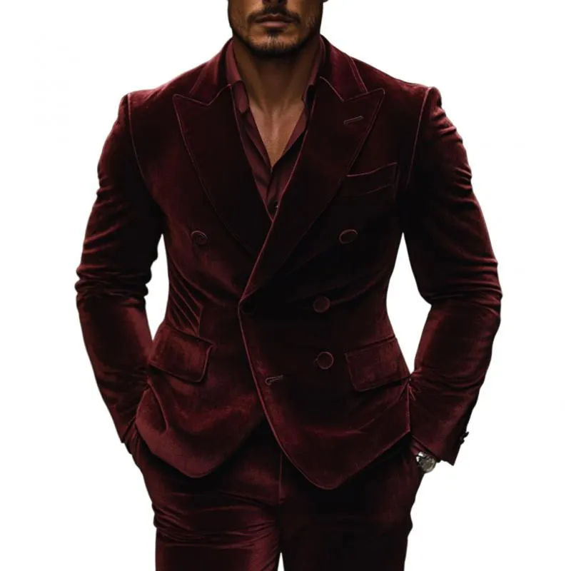 Men's Vintage Velvet Peak Lapel Double Breasted Slim Fit Blazer 15589467M sold by Manly