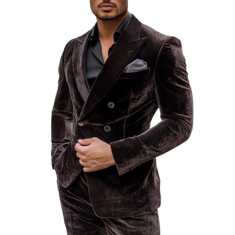 Men's Vintage Double Breasted Corduroy Peaked Lapel Slim Fit Blazer 52380976M sold by Manly