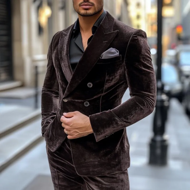 Men's Vintage Double Breasted Corduroy Peaked Lapel Slim Fit Blazer 52380976M sold by Manly product image thumbnail 2