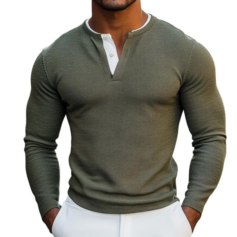 Men's Vintage Casual Waffle Henley Neck Long Sleeve T-Shirt 95311477TO sold by Manly