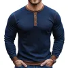 Men's Retro Casual Colorblock Henley Collar Long Sleeve T-Shirt 81347827TO sold by Manly