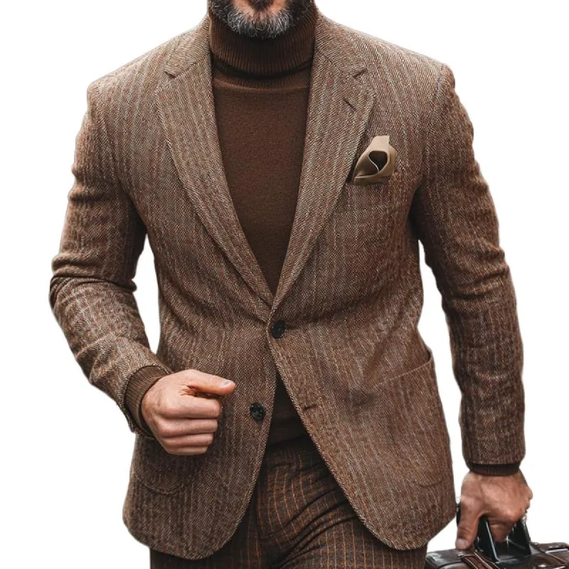 Men's Retro Casual Stripe Print Single Breasted Blazer 18063462TO sold by Manly