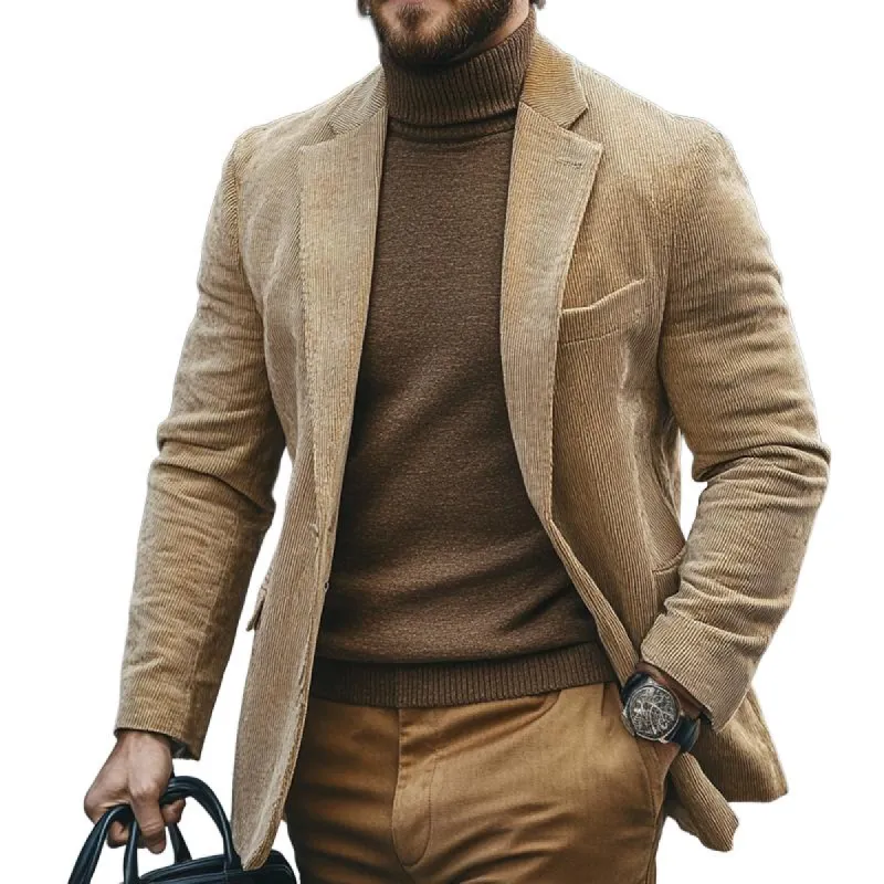 Men's Vintage Casual Corduroy Single Breasted Blazer 50058161TO sold by Manly