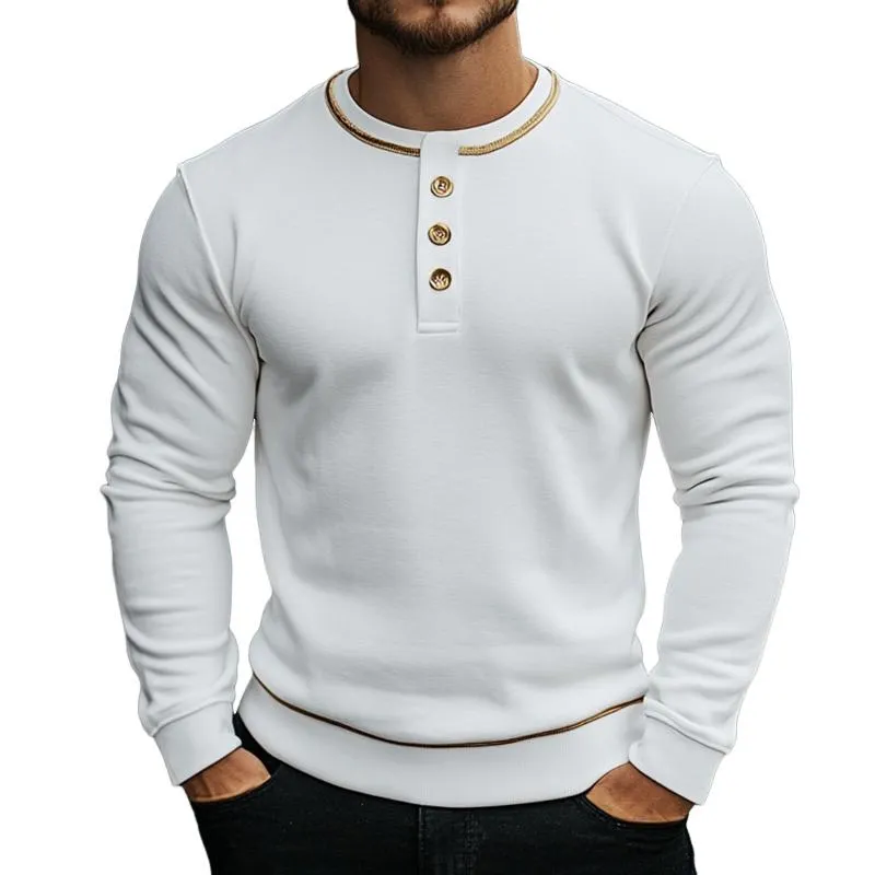 Men's Vintage Casual Solid Color Henley Neck Long Sleeve T-Shirt 20496377TO sold by Manly