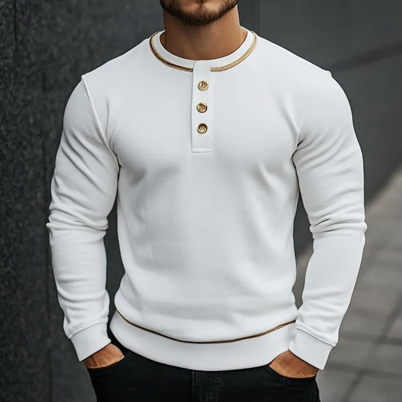 Men's Vintage Casual Solid Color Henley Neck Long Sleeve T-Shirt 20496377TO sold by Manly product image thumbnail 2