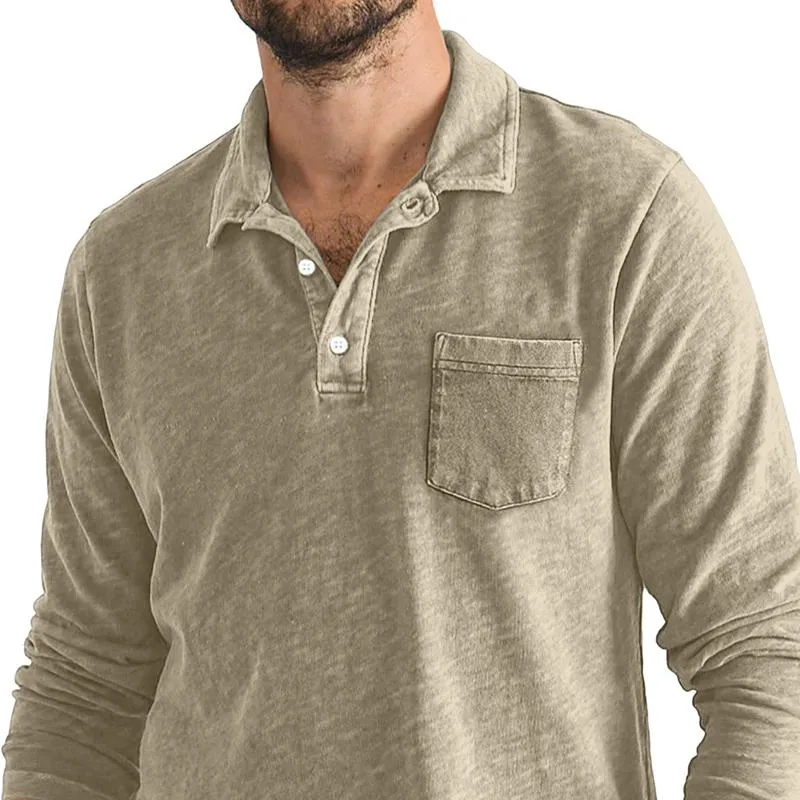 Men's Solid Color Lapel Long Sleeve Chest Pocket Casual Polo Shirt 99167204Z sold by Manly product image thumbnail 2