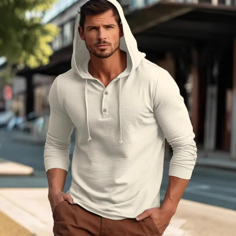Men's Solid Color Hooded Long Sleeve Casual T-shirt 59056224Z sold by Manly product image thumbnail 2