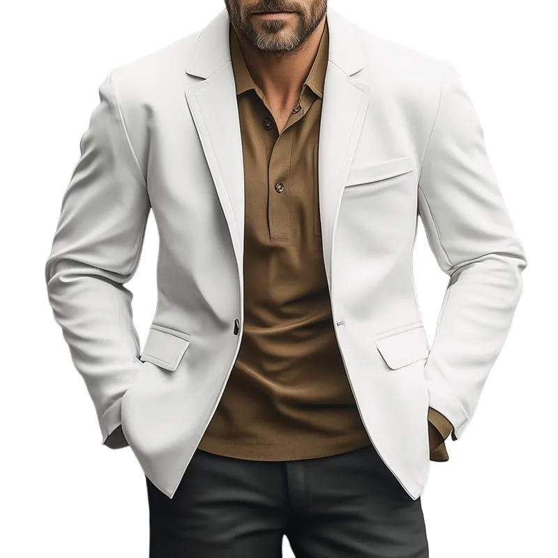 Men's Solid Color Notch Lapel One Button Blazer 31484788Z sold by Manly