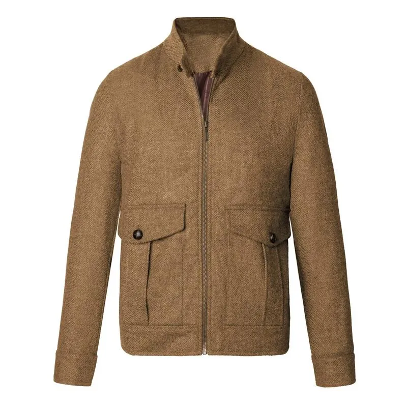 Men's Country Style Herringbone Stand Collar Zipper Jacket 11654641Z sold by Manly product image thumbnail 4