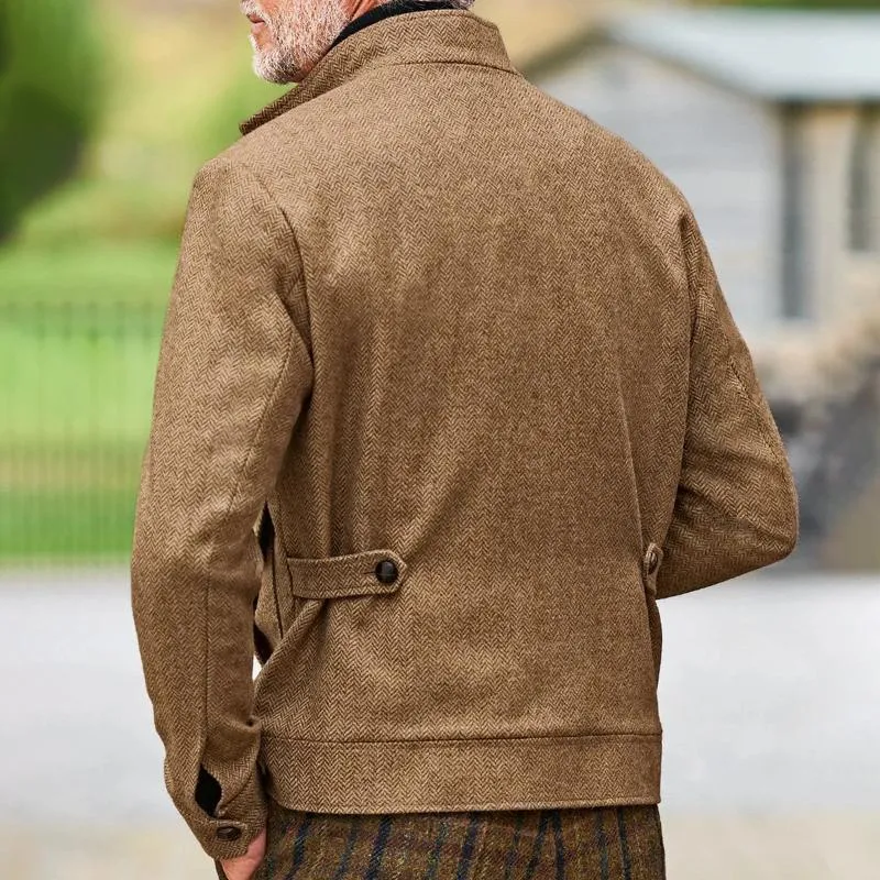 Men's Country Style Herringbone Stand Collar Zipper Jacket 11654641Z sold by Manly product image thumbnail 3