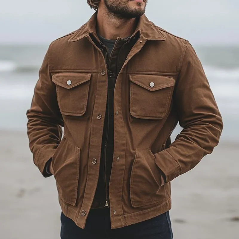 Men's Retro Lapel Multi-pocket Single Breasted Cargo Jacket 05991366Z sold by Manly product image thumbnail 2