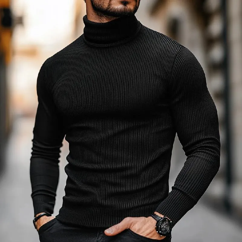 Men's Classic Versatile Turtleneck Ribbed Bottoming Long-sleeved T-shirt 88081235F sold by Manly product image thumbnail 2