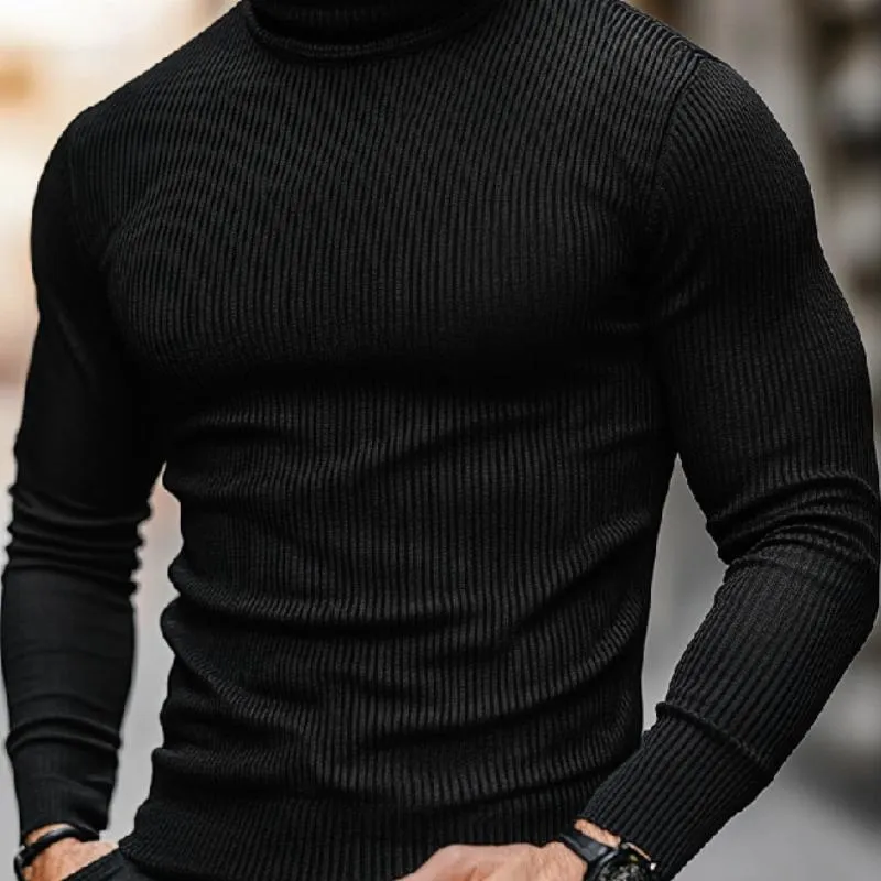 Men's Classic Versatile Turtleneck Ribbed Bottoming Long-sleeved T-shirt 88081235F sold by Manly product image thumbnail 3