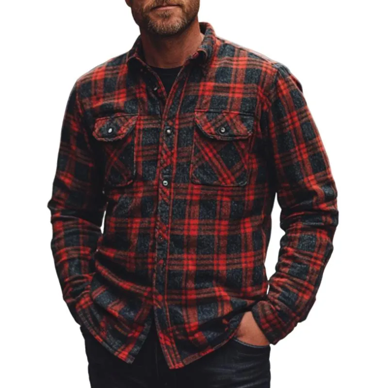 Men's Classic Lapel Flannel Check Shirt 50200480F sold by Manly