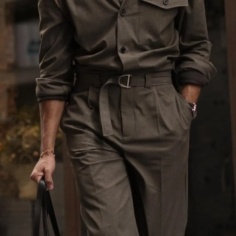 Men's Classic Casual Stylish Multi-pocket Long Sleeve Jumpsuit 25012902K sold by Manly product image thumbnail 4