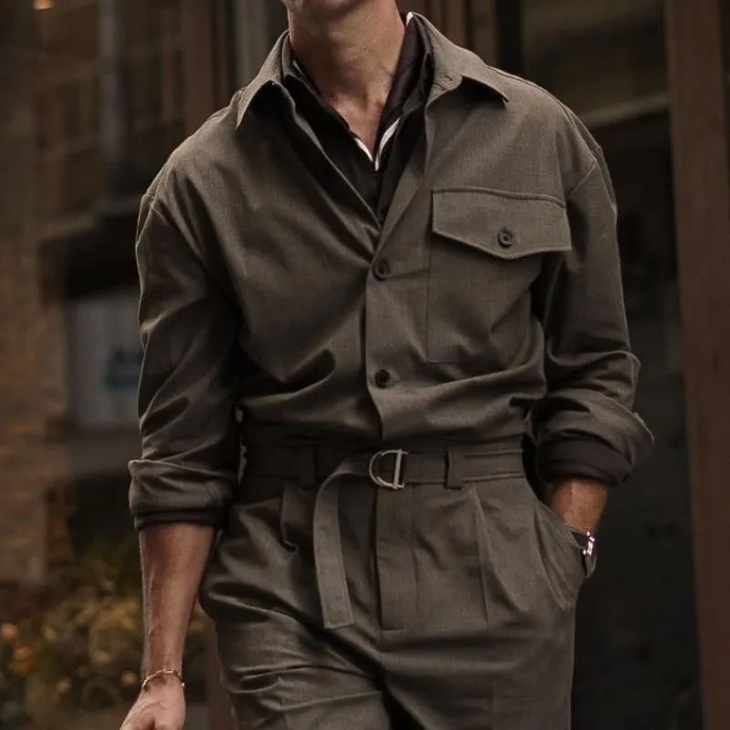 Men's Classic Casual Stylish Multi-pocket Long Sleeve Jumpsuit 25012902K sold by Manly product image thumbnail 2