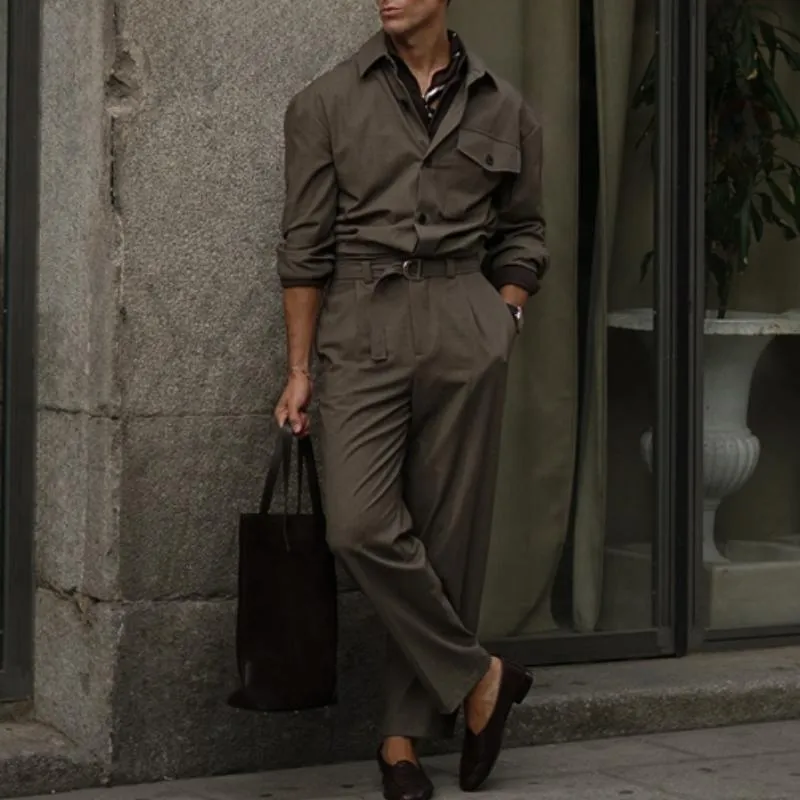 Men's Classic Casual Stylish Multi-pocket Long Sleeve Jumpsuit 25012902K sold by Manly product image thumbnail 3