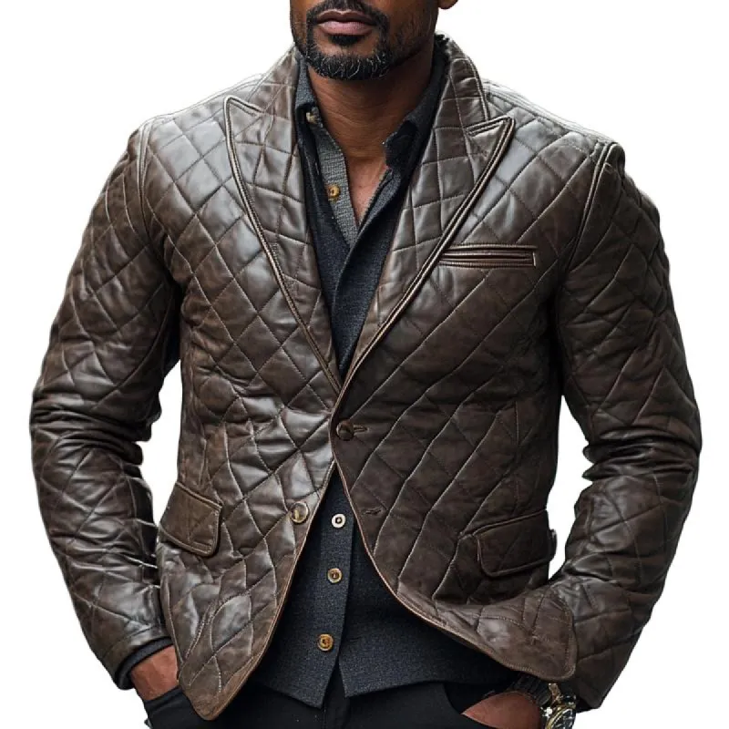 Men's Classic Vintage Peaked Lapel Three-dimensional Quilted Blazer 22922215F sold by Manly
