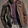 Men's Fleece Lined Zip-Up Leather Jacket 95976540U sold by Manly