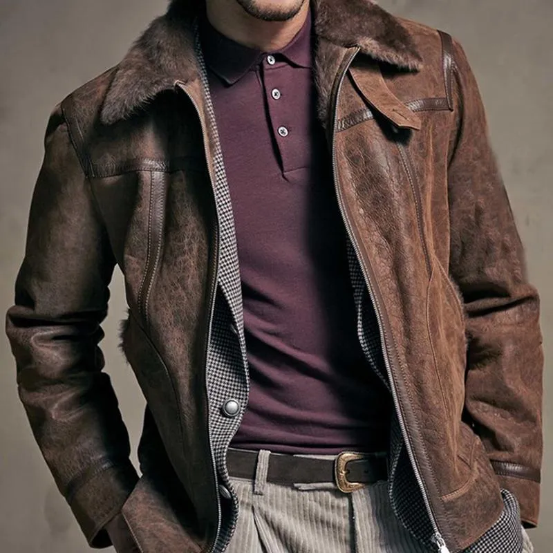 Men's Fleece Lined Zip-Up Leather Jacket 95976540U sold by Manly product image thumbnail 2