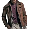 Men's Fleece Lined Zip-Up Leather Jacket 95976540U sold by Manly