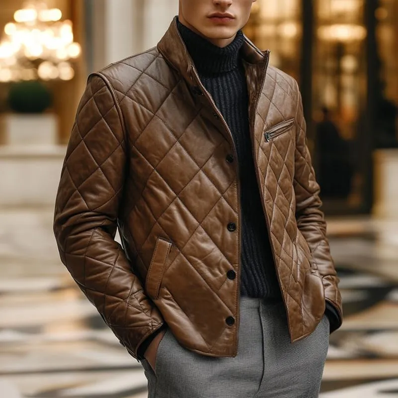 Men's Vintage Cotton Quilted Leather Jacket 63553745U sold by Manly product image thumbnail 2