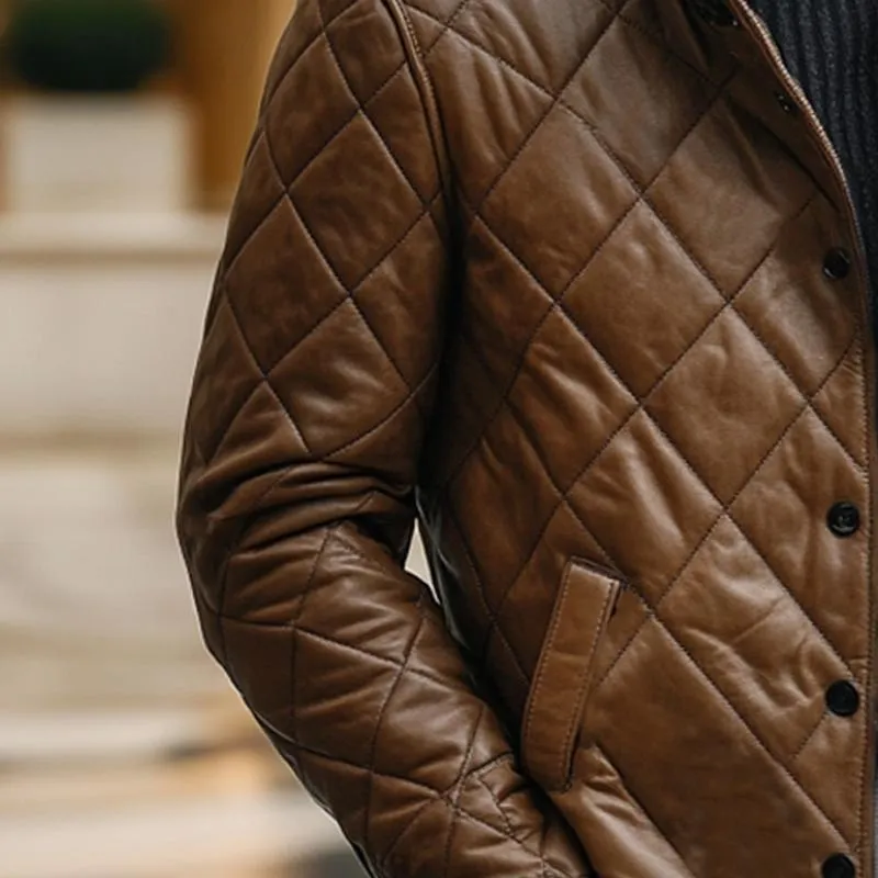 Men's Vintage Cotton Quilted Leather Jacket 63553745U sold by Manly product image thumbnail 4