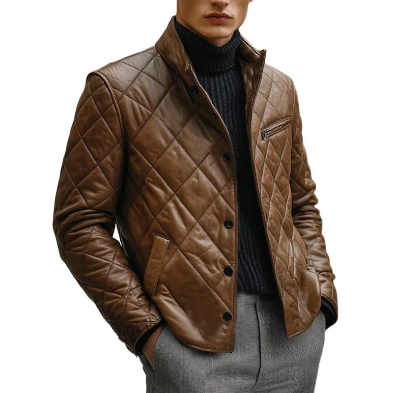 Men's Vintage Cotton Quilted Leather Jacket 63553745U sold by Manly