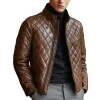 Men's Vintage Stand Collar Quilted Leather Jacket 90080987U sold by Manly