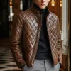 Men's Vintage Stand Collar Quilted Leather Jacket 90080987U sold by Manly