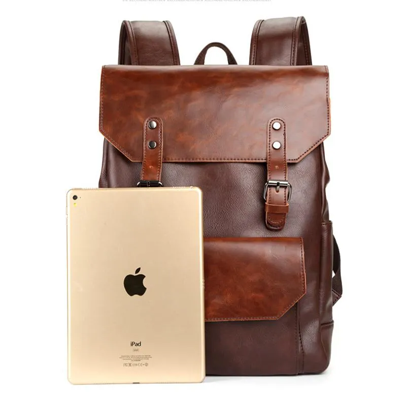 Men's Crazy Horse Leather Large Capacity Backpack 50614228U sold by Manly product image thumbnail 3