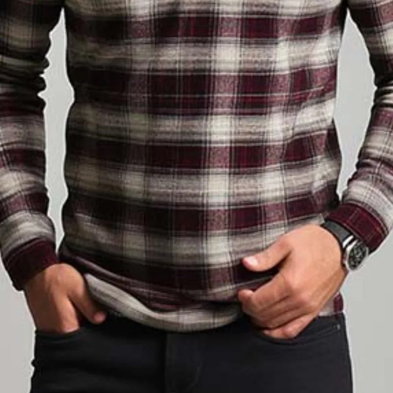Men's Classic Casual Slim Fit Plaid Lapel Long Sleeve POLO Shirt 69774901K sold by Manly product image thumbnail 4