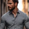Men's Classic Casual Slim Fit Pocket Check Long Sleeve Shirt 07627458K sold by Manly