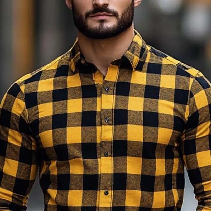 Men's Classic Casual Slim Fit Check Long Sleeve Shirt 71214975K sold by Manly product image thumbnail 3