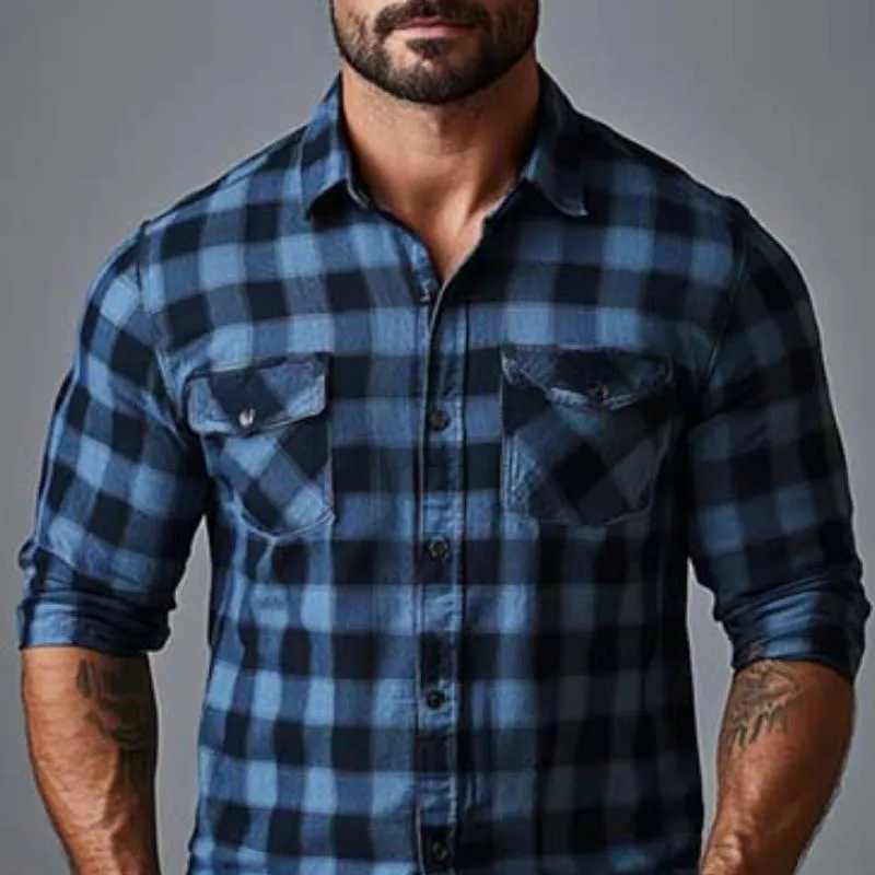 Men's Classic Casual Check Multi-Pocket Long Sleeve Shirt 62360541K sold by Manly product image thumbnail 3