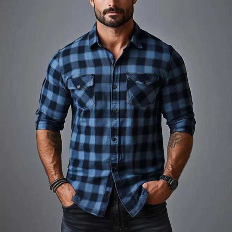Men's Classic Casual Check Multi-Pocket Long Sleeve Shirt 62360541K sold by Manly product image thumbnail 2
